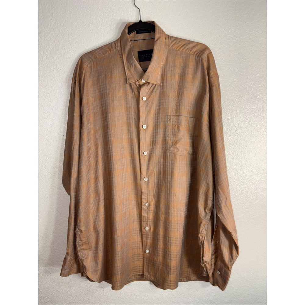 Calder‎ Carmel Limited Edition 1/35 Mens Plaid Dress Shirt Sz 2XL Orange Silver